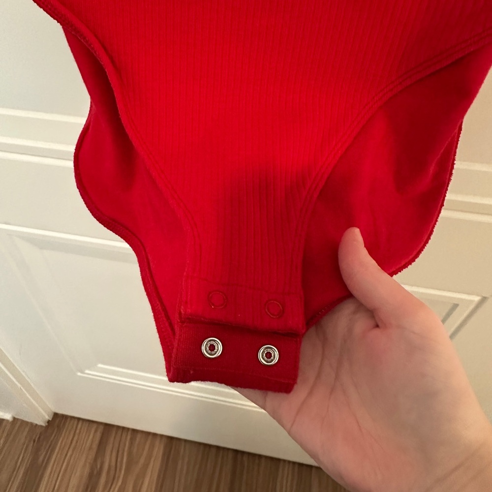 Red Spaghetti Strap Bodysuit - Picture 4 of 5